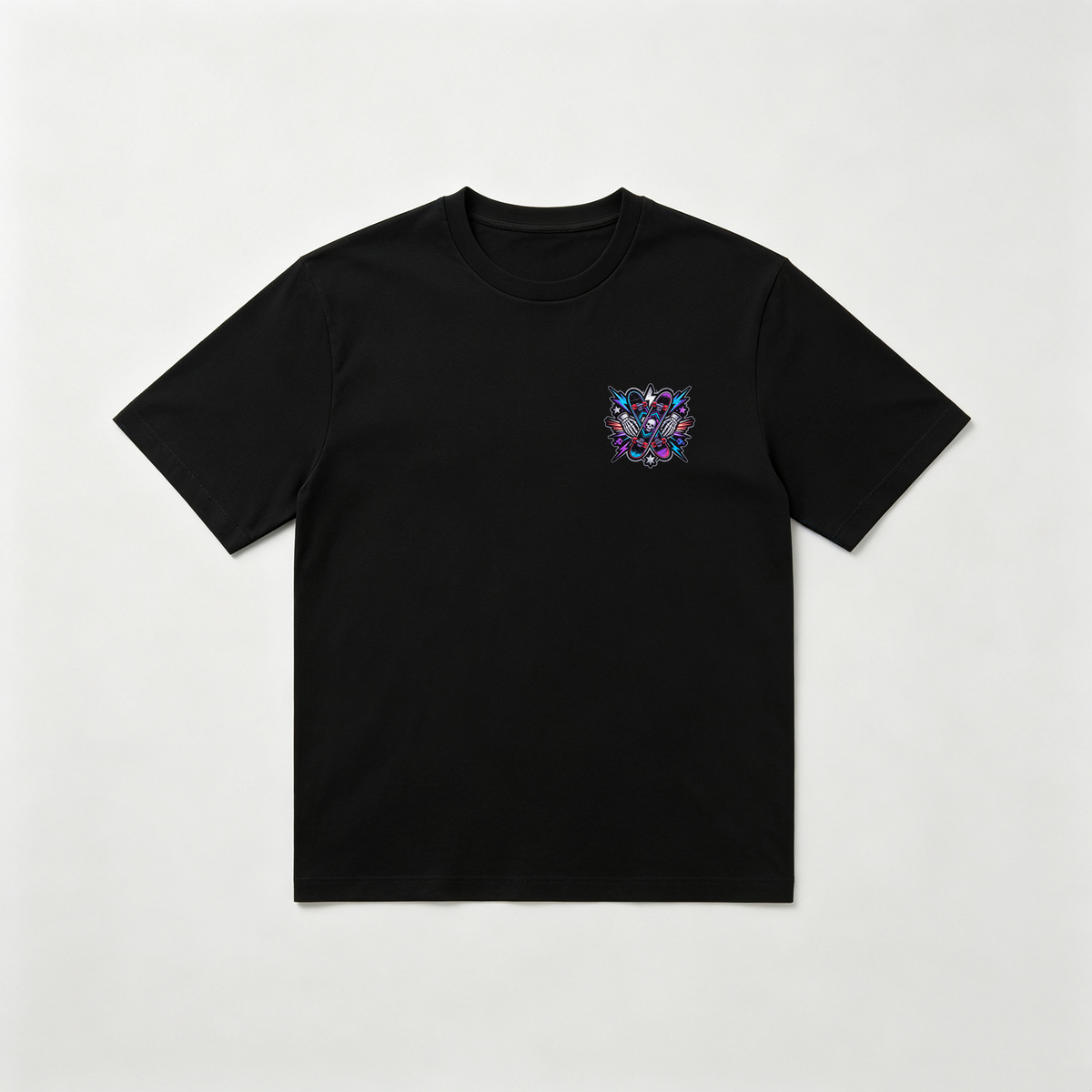 All-black short-sleeve tee with a purely quirky style.
