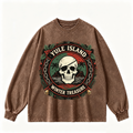 Pink Vintage-Wash Hoodie with Cute Insect Print — 380g Heavyweight Autumn Sweatshirt