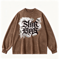 Pink Vintage-Wash Hoodie with Cute Insect Print — 380g Heavyweight Autumn Sweatshirt