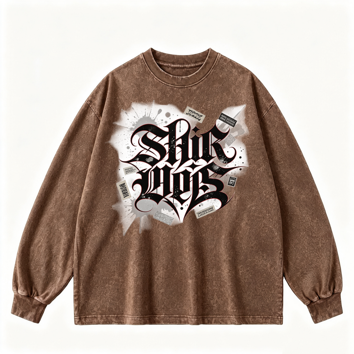 Pink Vintage-Wash Hoodie with Cute Insect Print — 380g Heavyweight Autumn Sweatshirt