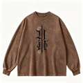 Pink Vintage-Wash Hoodie with Cute Insect Print — 380g Heavyweight Autumn Sweatshirt