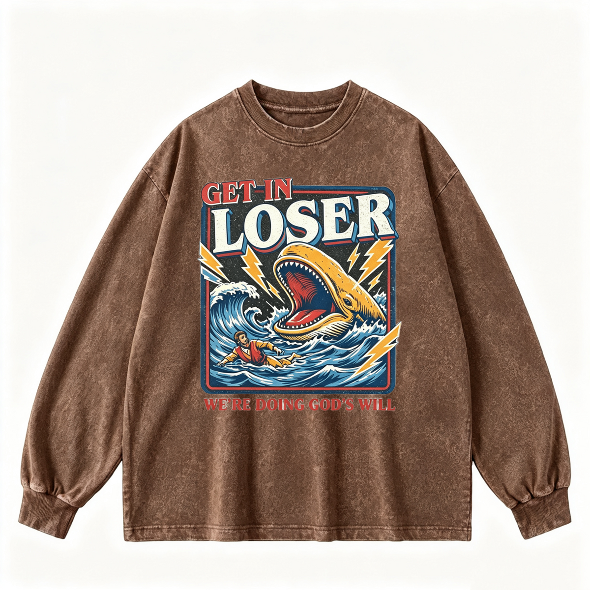 Pink Vintage-Wash Hoodie with Cute Insect Print — 380g Heavyweight Autumn Sweatshirt