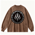 Pink Vintage-Wash Hoodie with Cute Insect Print — 380g Heavyweight Autumn Sweatshirt