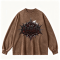 Pink Vintage-Wash Hoodie with Cute Insect Print — 380g Heavyweight Autumn Sweatshirt