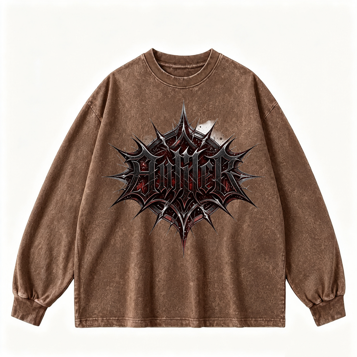 Pink Vintage-Wash Hoodie with Cute Insect Print — 380g Heavyweight Autumn Sweatshirt