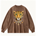 Pink Vintage-Wash Hoodie with Cute Insect Print — 380g Heavyweight Autumn Sweatshirt