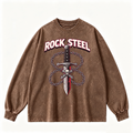 Pink Vintage-Wash Hoodie with Cute Insect Print — 380g Heavyweight Autumn Sweatshirt