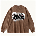Pink Vintage-Wash Hoodie with Cute Insect Print — 380g Heavyweight Autumn Sweatshirt