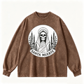 Pink Vintage-Wash Hoodie with Cute Insect Print — 380g Heavyweight Autumn Sweatshirt