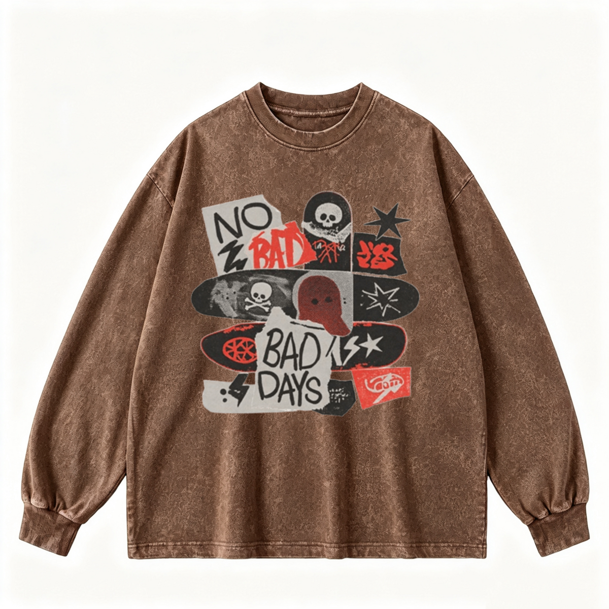 Pink Vintage-Wash Hoodie with Cute Insect Print — 380g Heavyweight Autumn Sweatshirt