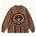 Pink Vintage-Wash Hoodie with Cute Insect Print — 380g Heavyweight Autumn Sweatshirt
