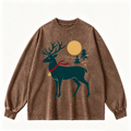 Pink Vintage-Wash Hoodie with Cute Insect Print — 380g Heavyweight Autumn Sweatshirt