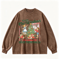 Pink Vintage-Wash Hoodie with Cute Insect Print — 380g Heavyweight Autumn Sweatshirt