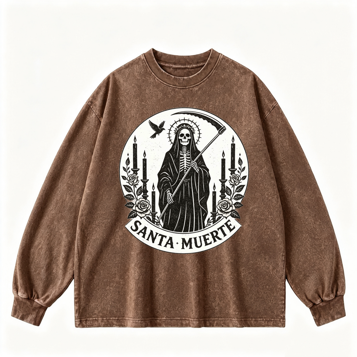 Pink Vintage-Wash Hoodie with Cute Insect Print — 380g Heavyweight Autumn Sweatshirt