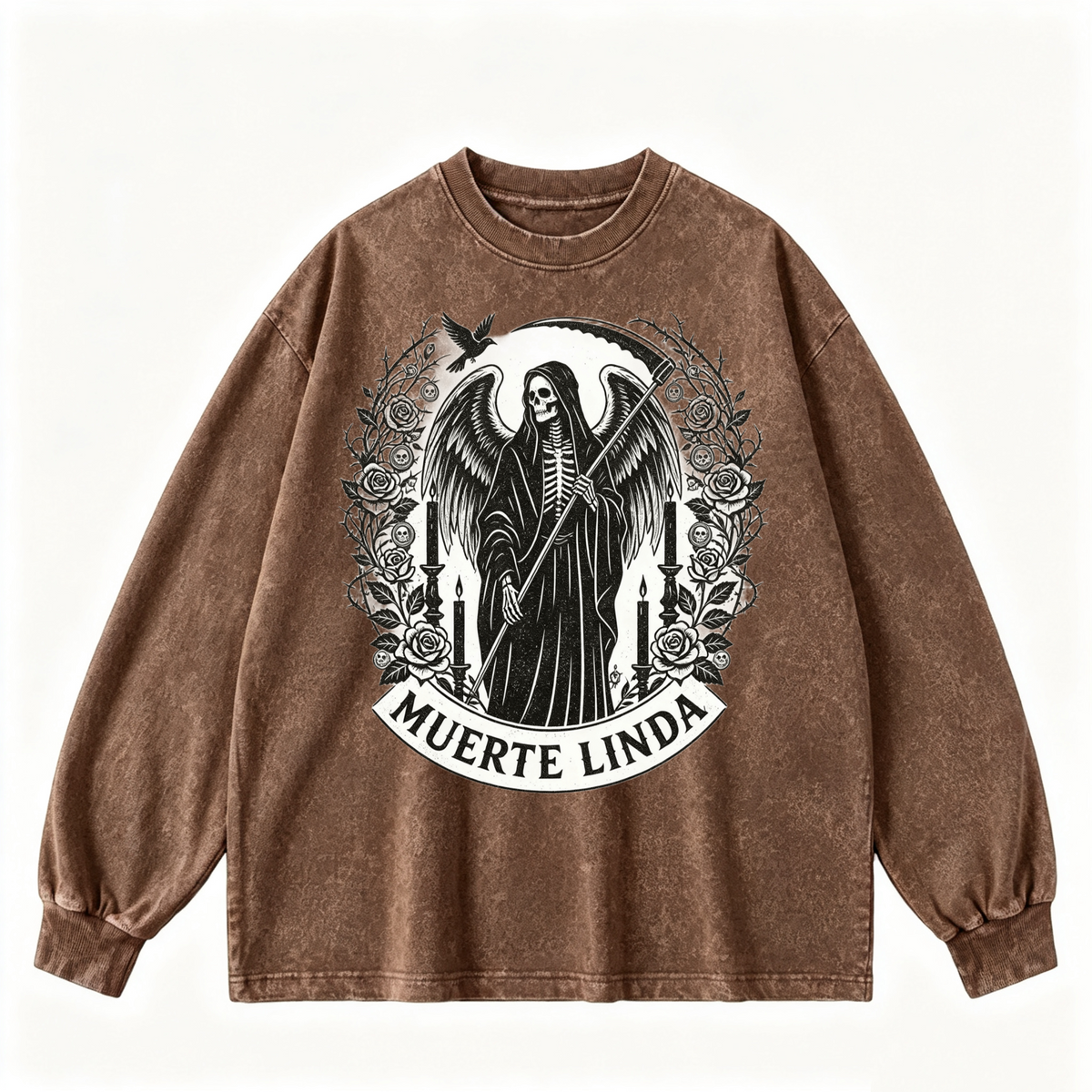Pink Vintage-Wash Hoodie with Cute Insect Print — 380g Heavyweight Autumn Sweatshirt