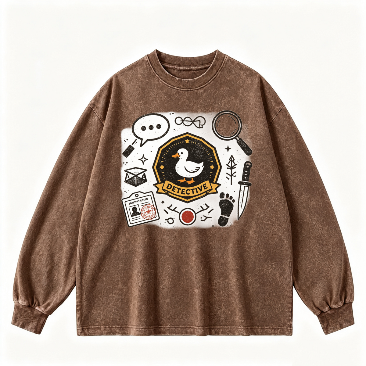 Pink Vintage-Wash Hoodie with Cute Insect Print — 380g Heavyweight Autumn Sweatshirt