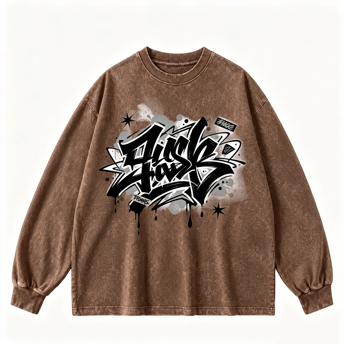 Pink Vintage-Wash Hoodie with Cute Insect Print — 380g Heavyweight Autumn Sweatshirt