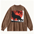 Pink Vintage-Wash Hoodie with Cute Insect Print — 380g Heavyweight Autumn Sweatshirt