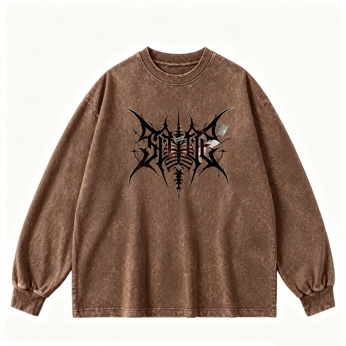 Pink Vintage-Wash Hoodie with Cute Insect Print — 380g Heavyweight Autumn Sweatshirt