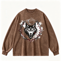 Pink Vintage-Wash Hoodie with Cute Insect Print — 380g Heavyweight Autumn Sweatshirt