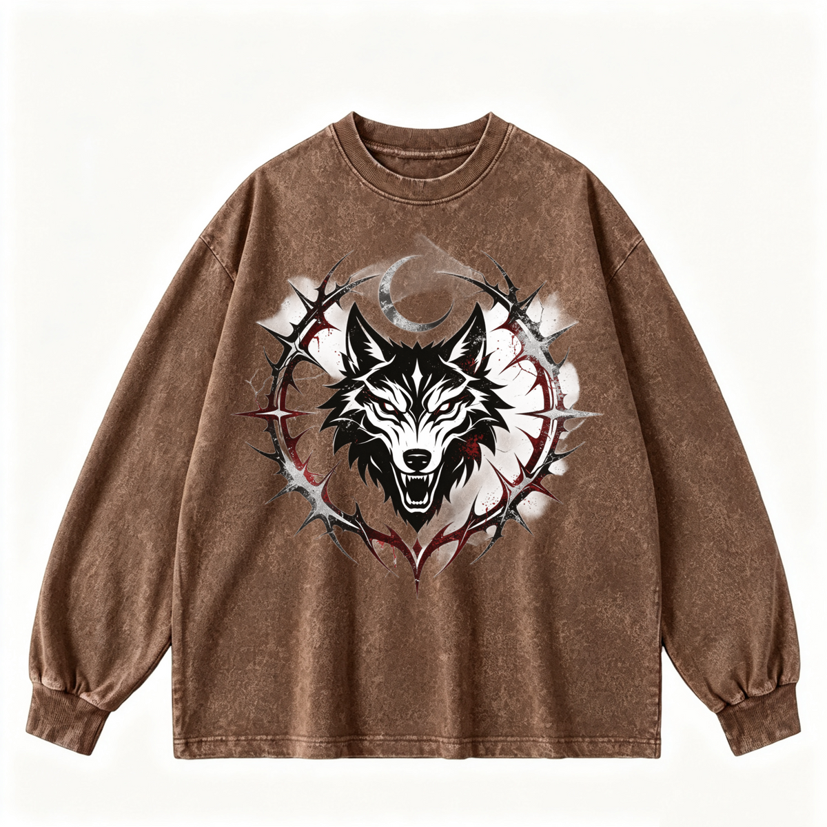 Pink Vintage-Wash Hoodie with Cute Insect Print — 380g Heavyweight Autumn Sweatshirt