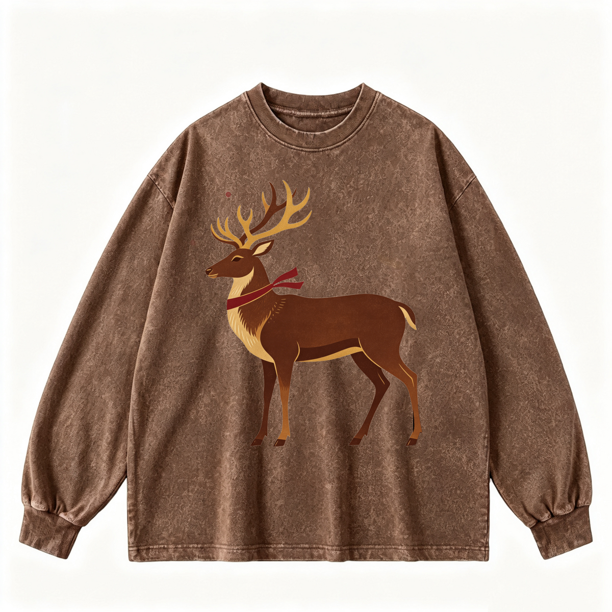 Pink Vintage-Wash Hoodie with Cute Insect Print — 380g Heavyweight Autumn Sweatshirt