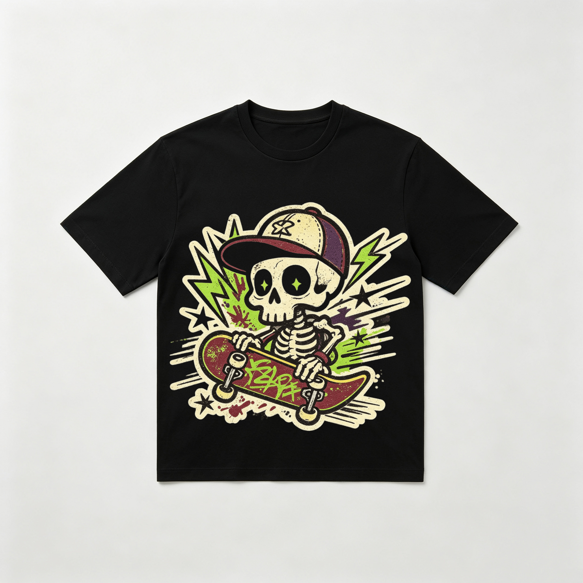 All-black short-sleeve tee with a purely quirky style.