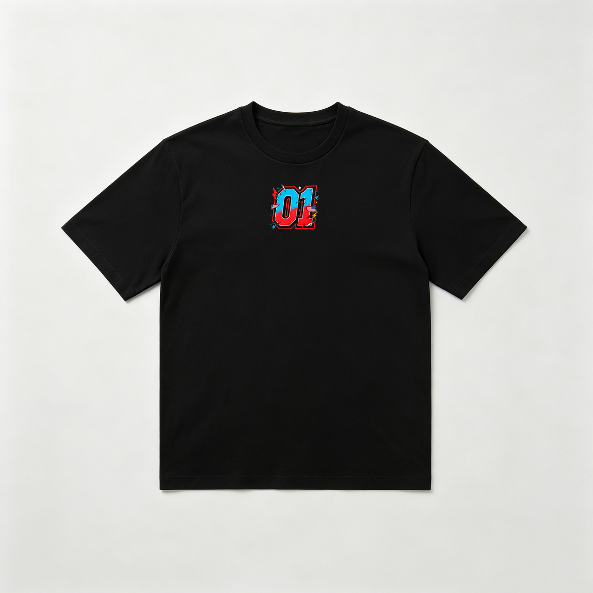 All-black short-sleeve tee with a purely quirky style.