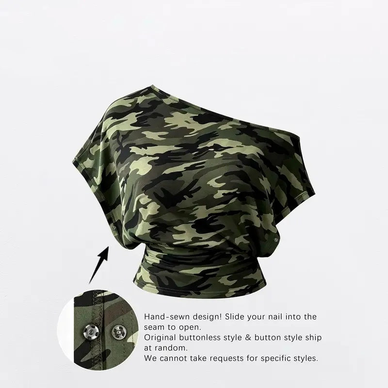 Women's Off-Shoulder Crop Top - Soft Stretchy Slim-Fit Short-Sleeve Fashion Apparel with Open Underarm, Side Split, Hidden Button Closure, Cute Going Out Shirts for Summer Streetwear Stylish Women's Wear,sohochic