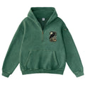 Pink Vintage-Wash Hoodie with Cute Insect Print — 380g Heavyweight Autumn Sweatshirt