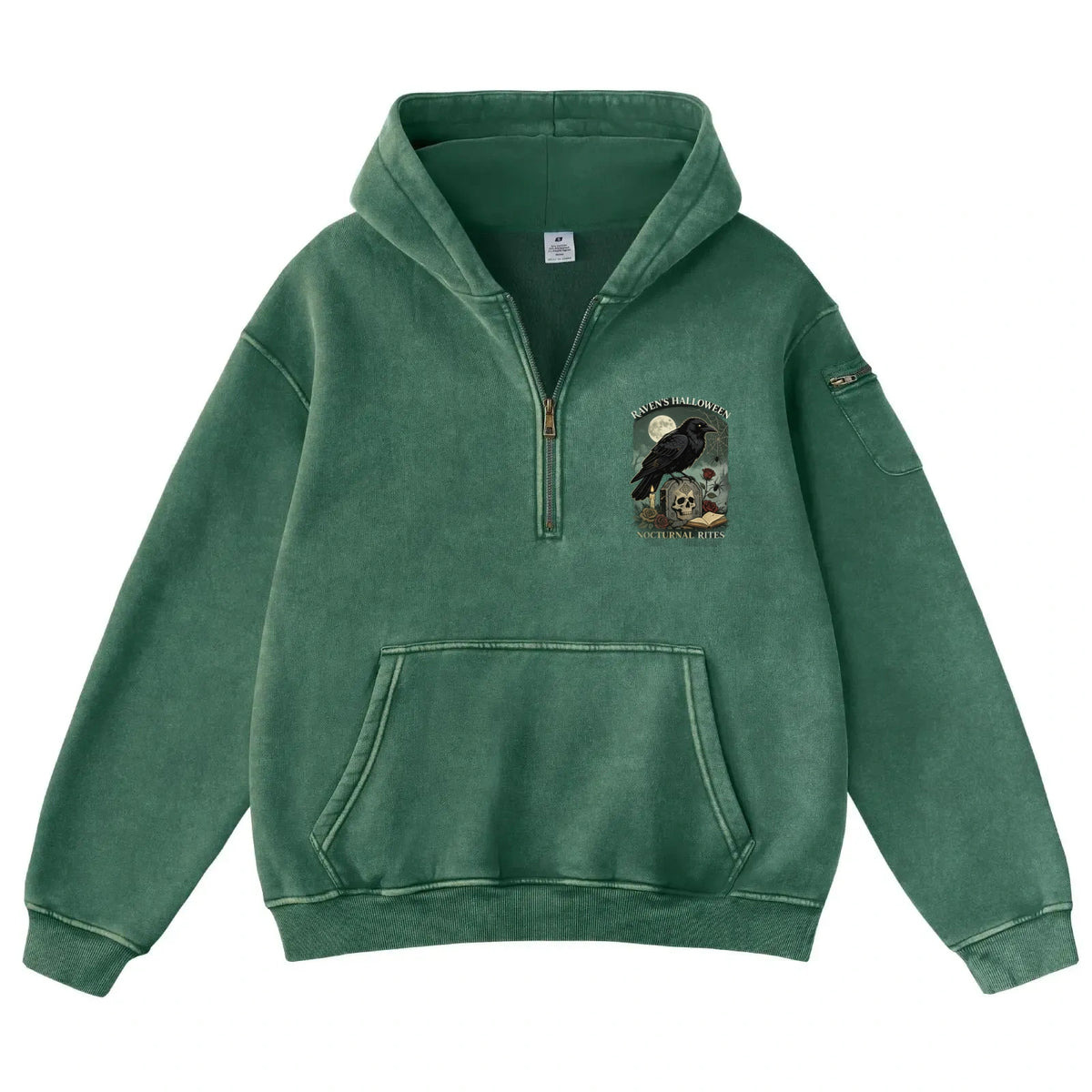 Pink Vintage-Wash Hoodie with Cute Insect Print — 380g Heavyweight Autumn Sweatshirt