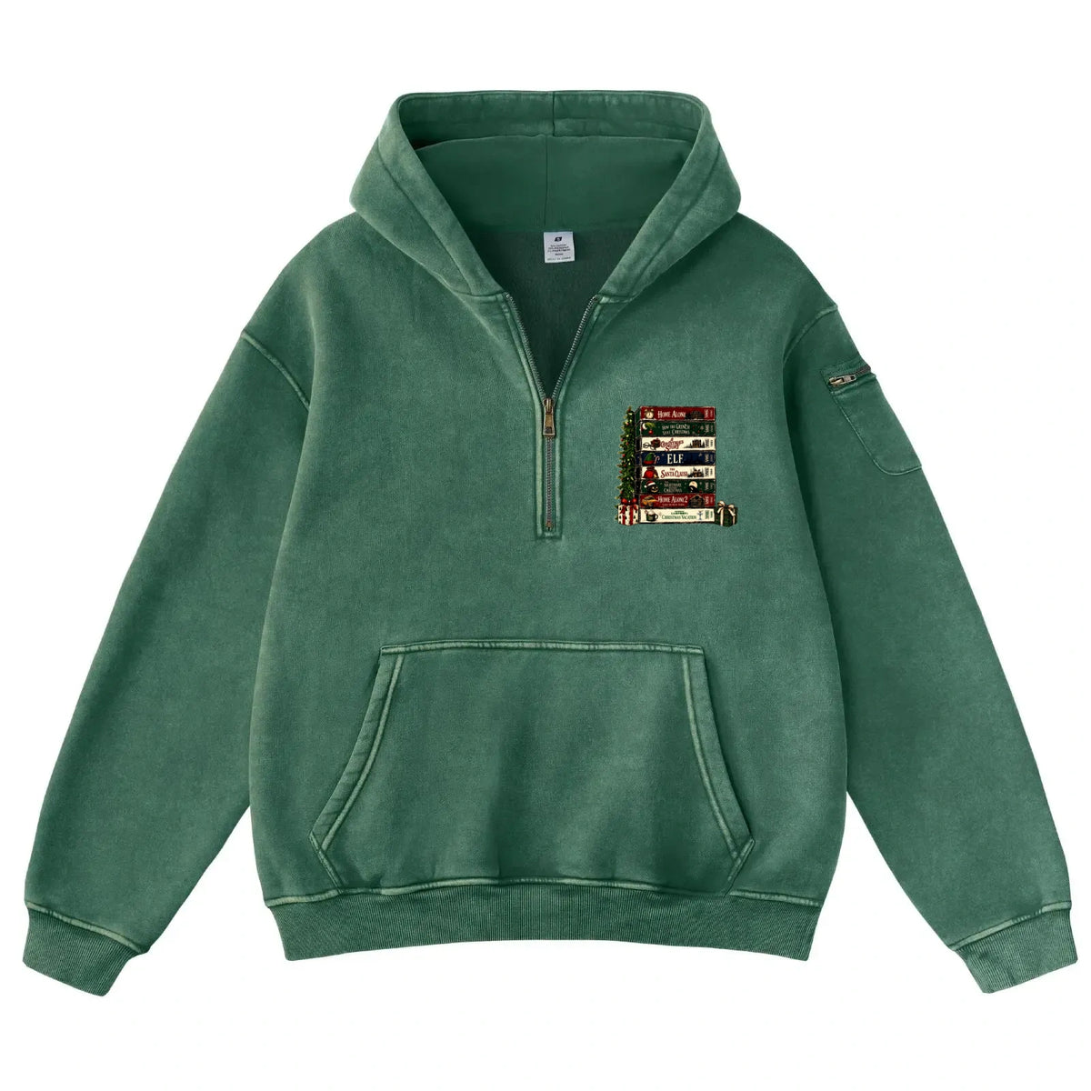 Pink Vintage-Wash Hoodie with Cute Insect Print — 380g Heavyweight Autumn Sweatshirt