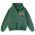 Pink Vintage-Wash Hoodie with Cute Insect Print — 380g Heavyweight Autumn Sweatshirt