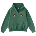 Pink Vintage-Wash Hoodie with Cute Insect Print — 380g Heavyweight Autumn Sweatshirt