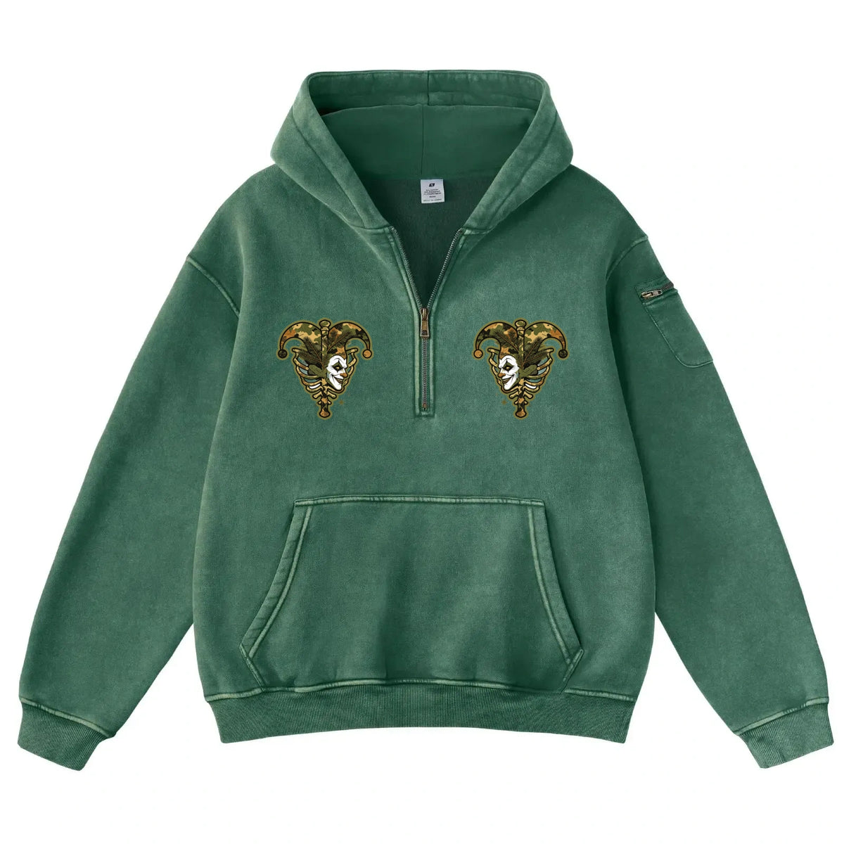 Pink Vintage-Wash Hoodie with Cute Insect Print — 380g Heavyweight Autumn Sweatshirt