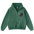 Pink Vintage-Wash Hoodie with Cute Insect Print — 380g Heavyweight Autumn Sweatshirt