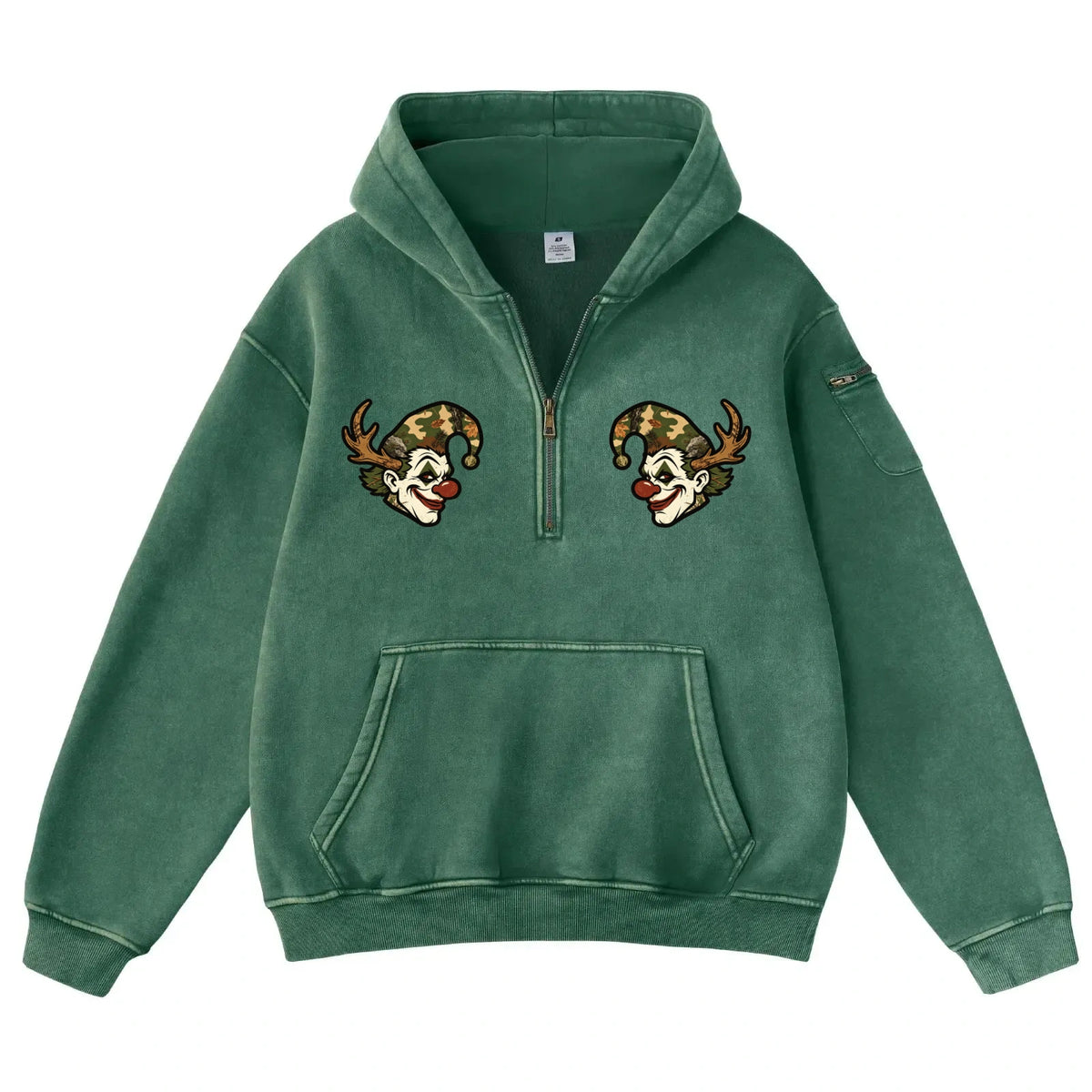 Pink Vintage-Wash Hoodie with Cute Insect Print — 380g Heavyweight Autumn Sweatshirt