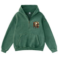 Pink Vintage-Wash Hoodie with Cute Insect Print — 380g Heavyweight Autumn Sweatshirt