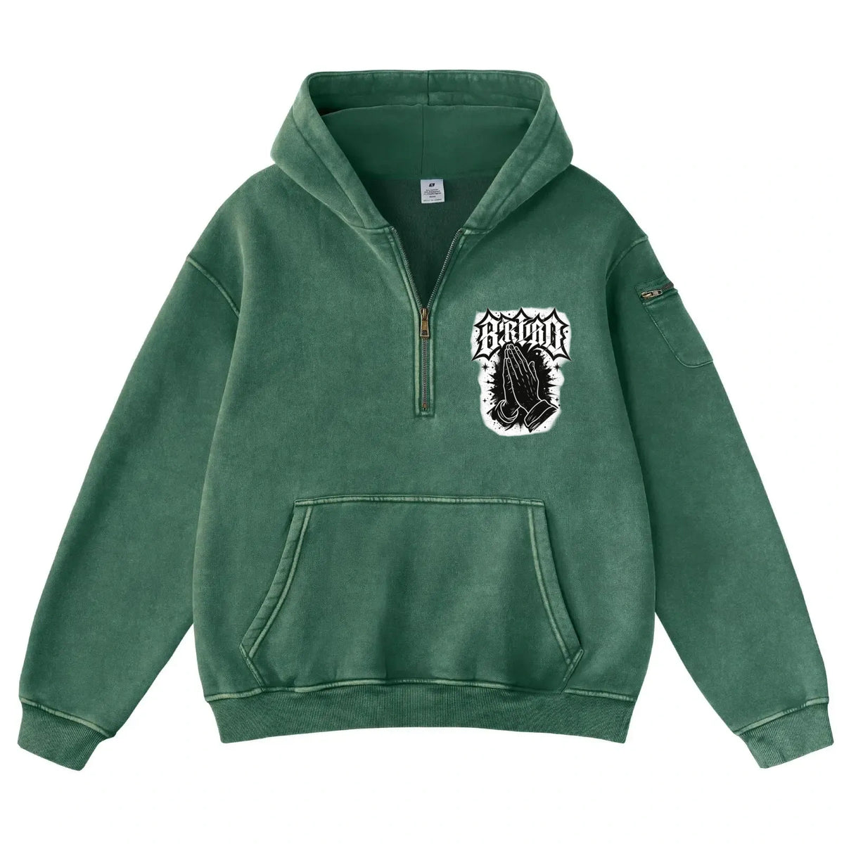 Pink Vintage-Wash Hoodie with Cute Insect Print — 380g Heavyweight Autumn Sweatshirt