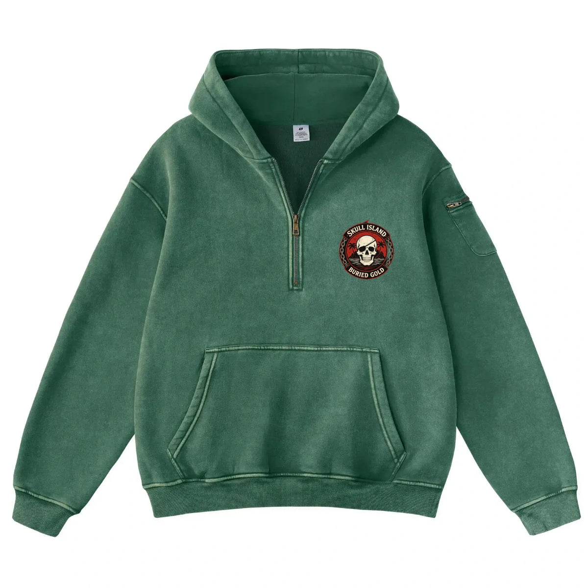 Pink Vintage-Wash Hoodie with Cute Insect Print — 380g Heavyweight Autumn Sweatshirt