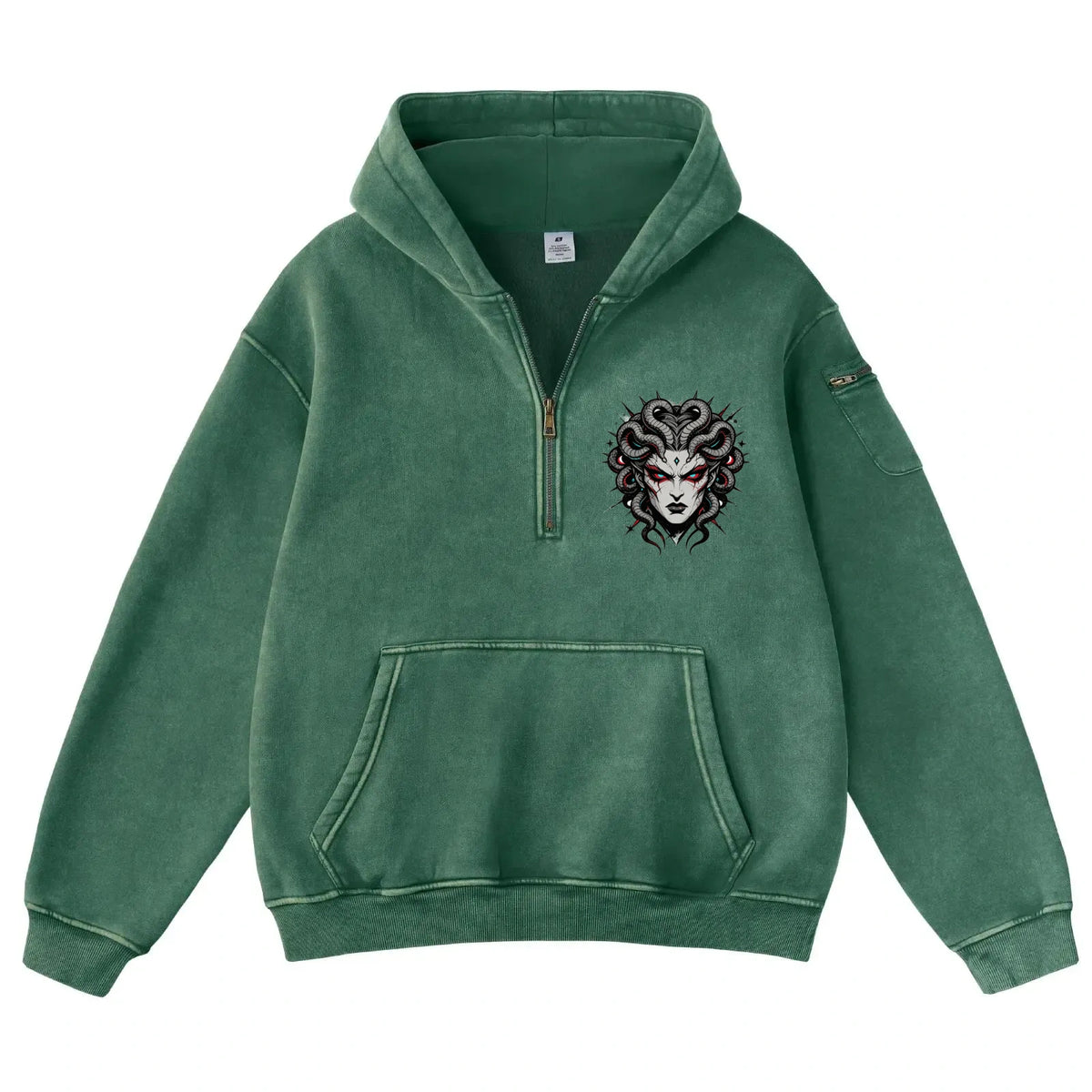 Pink Vintage-Wash Hoodie with Cute Insect Print — 380g Heavyweight Autumn Sweatshirt