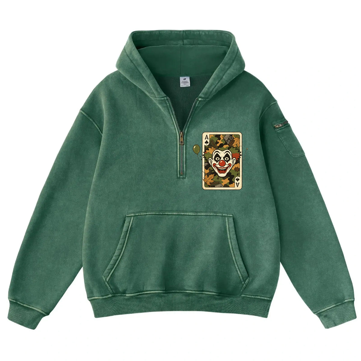 Pink Vintage-Wash Hoodie with Cute Insect Print — 380g Heavyweight Autumn Sweatshirt