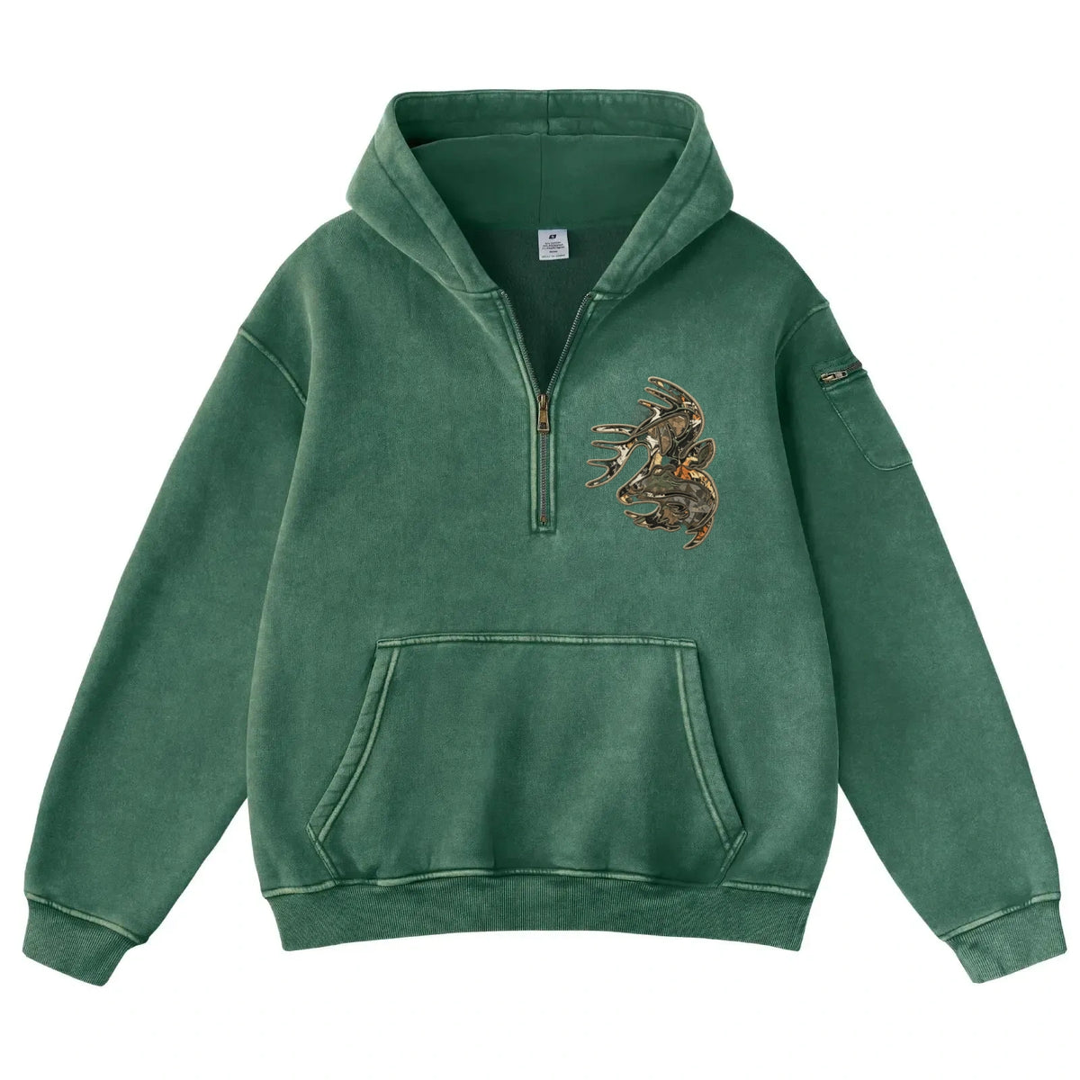 Pink Vintage-Wash Hoodie with Cute Insect Print — 380g Heavyweight Autumn Sweatshirt