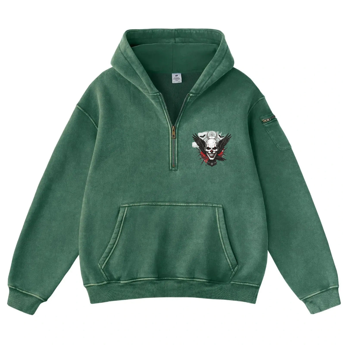 Pink Vintage-Wash Hoodie with Cute Insect Print — 380g Heavyweight Autumn Sweatshirt